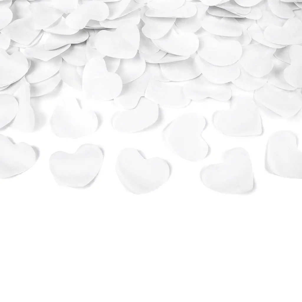 Cañones de confeti de 40 cm de corazón blanco