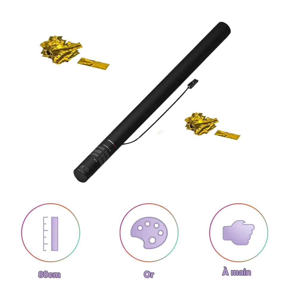 Pistola de confeti eléctrica de oro / Oro 80 cm