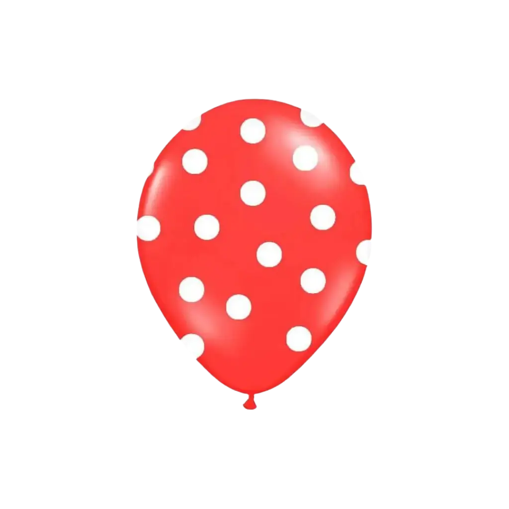 Paquete de 6 globos rojos con dibujos redondos blancos