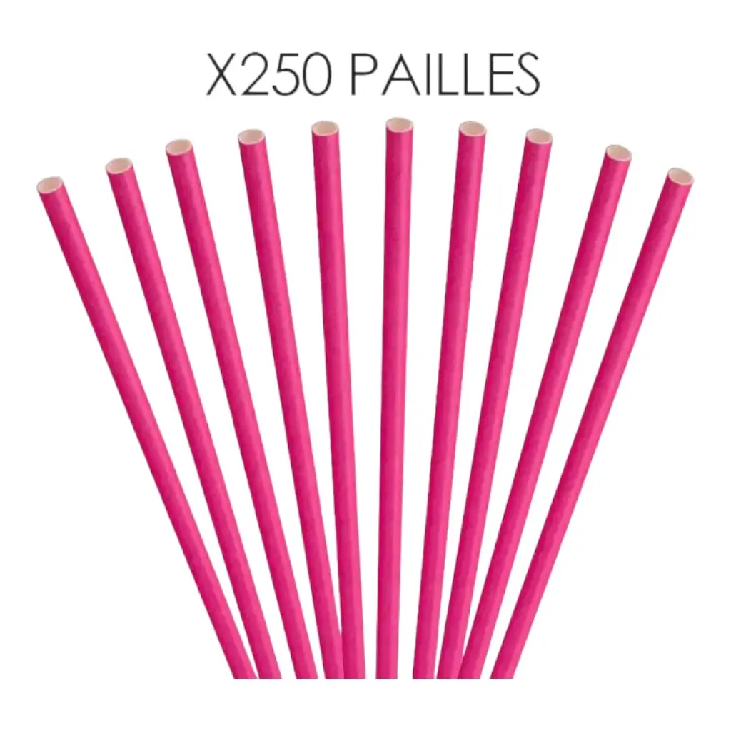 Papel de paja rosa 20cm /ø6mm (250 pcs) - Sparklers Club