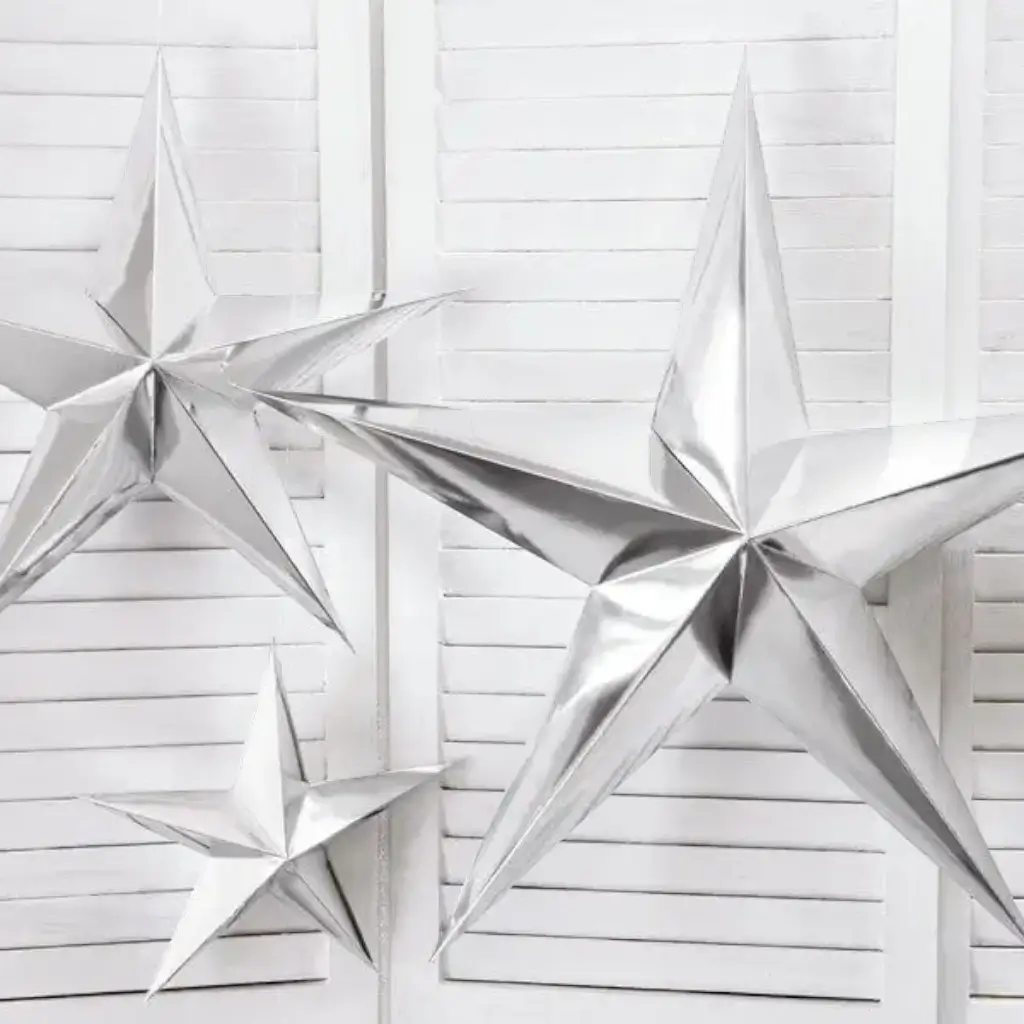 Estrella de papel de plata 45cm