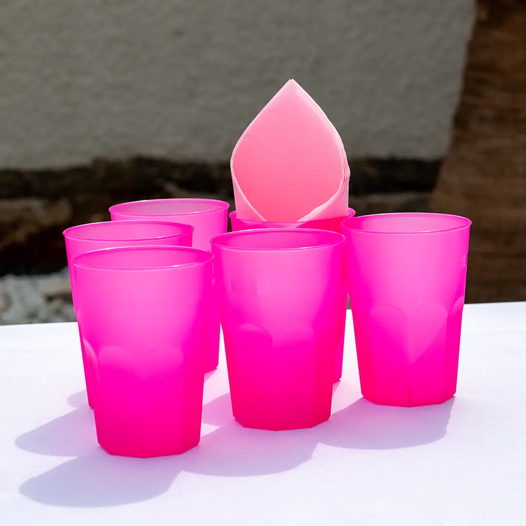 Vaso de cóctel rosa fucsia 35cl (Lote de 20)