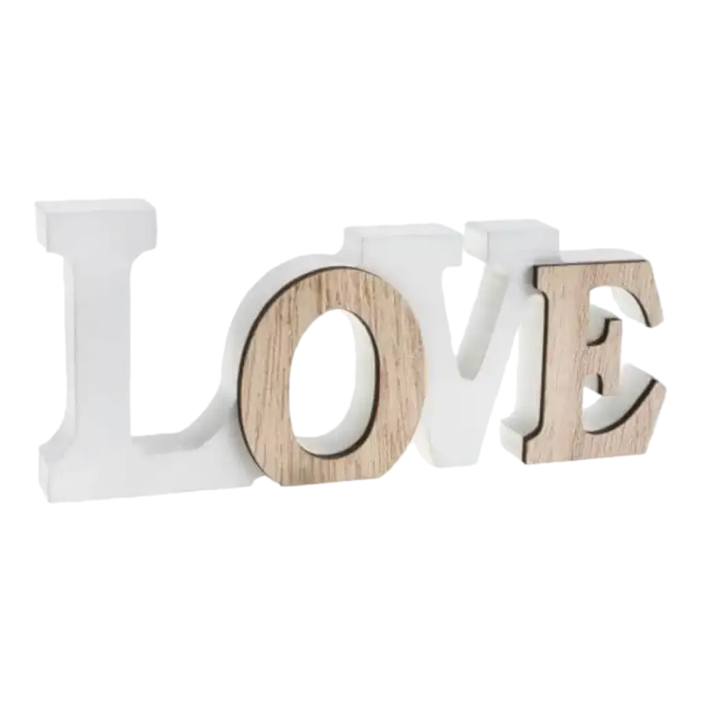 Letras "Amor" Blanco / Madera natural