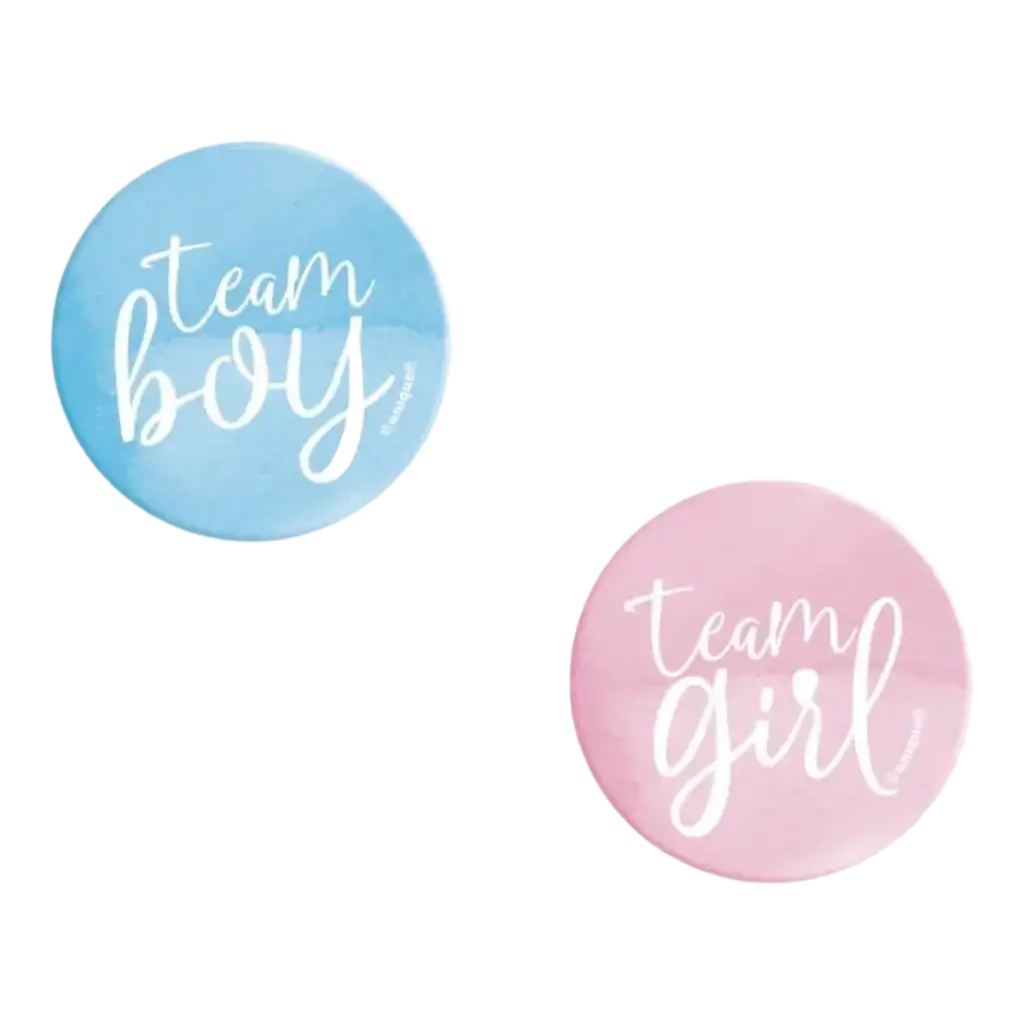 10 insignias de Team Girl / Team Boy: obsequios de revelación de género