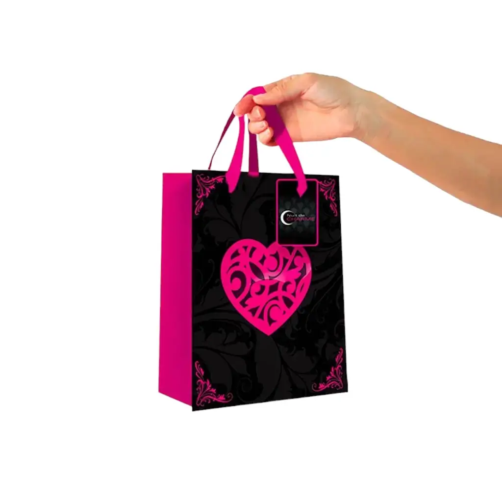 Bolsa de regalo rosa y negra