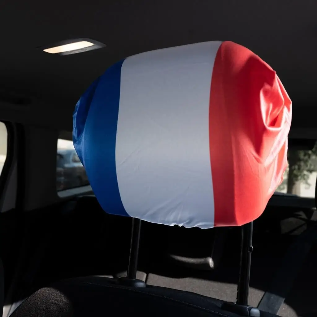 2 FUNDAS PARA REPOSACABEZAS DE COCHE - FRANCIA AZUL BLANCO ROJO