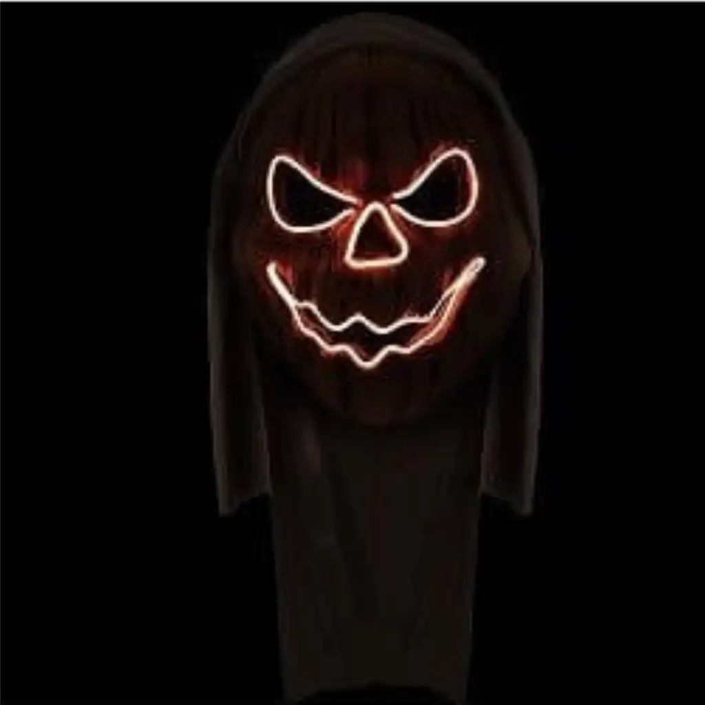 Máscara de terror de calabaza con gorro luminoso