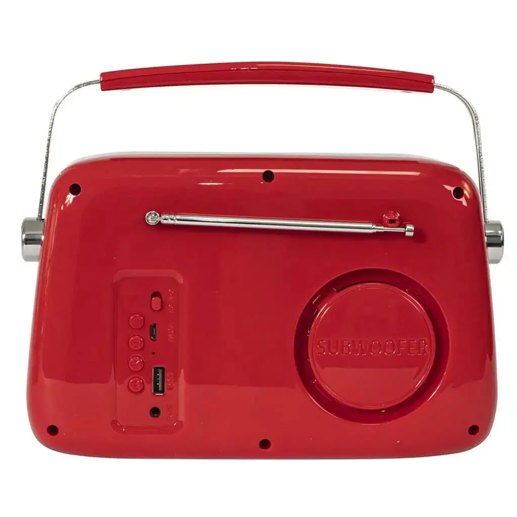 Radio Independiente Vintage con Bluetooth USB y FM 30W Rojo