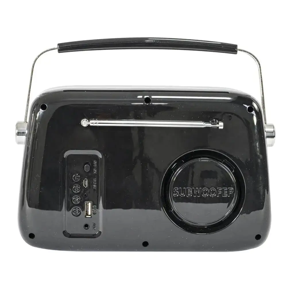 Vintage Radio Independiente con Bluetooth USB y FM 30W Negro