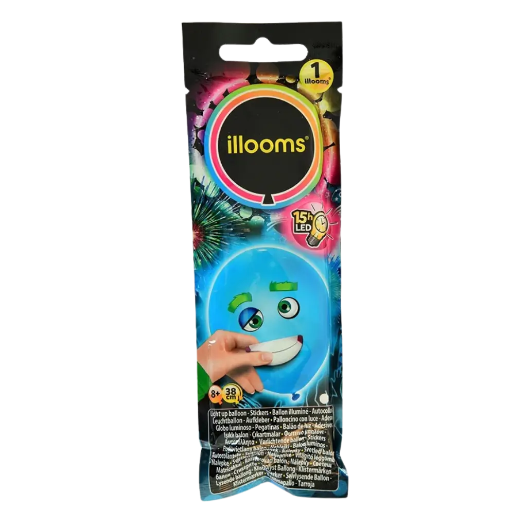 illooms® Kit de creación de globos LED "Caras divertidas" - Azul