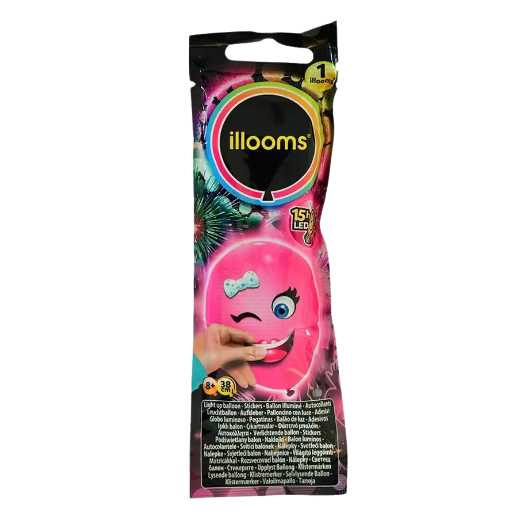 illooms® Kit de creación de globos LED "Caras divertidas" - Rosa