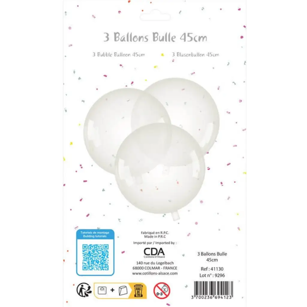 Bola de burbujas transparente ø45cm - Set de 3