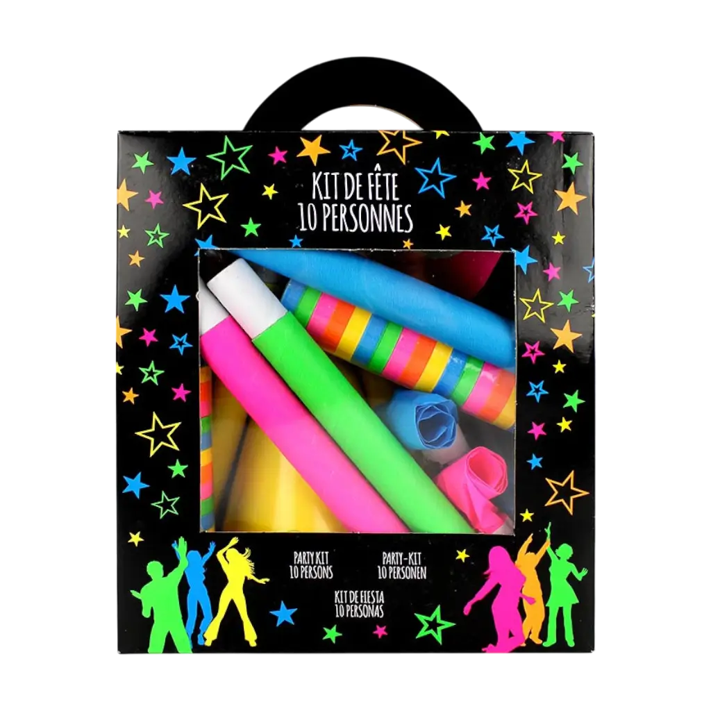 Kit de fiesta fluorescente multicolor para 10 personas