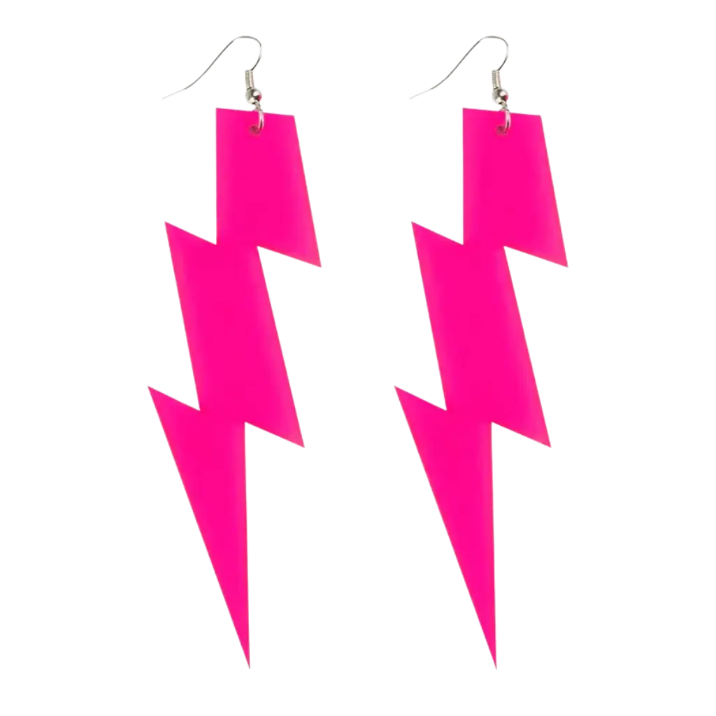 Pendientes Rayo Rosa - Noche fluorescente 80s